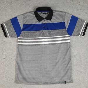 Silver Stone Collection Polo Shirt Mens‎ Medium Gray Striped Short Sleeve